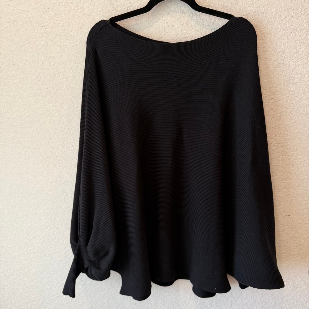 Arula Black Ribbed Knit Dolman Sleeve Sweater Boat Neck Oversized 2X 18/20